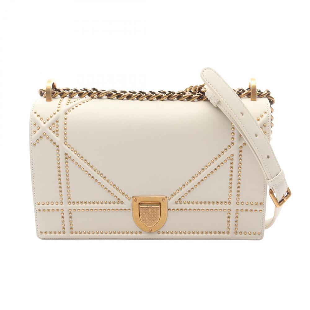 Christian Dior Studded Diorama Flap Bag white lambskin